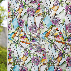CottonColors Stained Glass Window Film Window Privacy Film Decorative Window Film Heat Blocking(BLKM052)