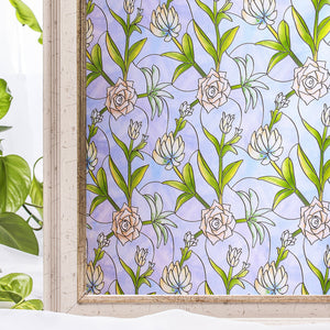 CottonColors Stained Glass Window Film Window Privacy Film Decorative Window Film Heat Blocking(BLKM051)