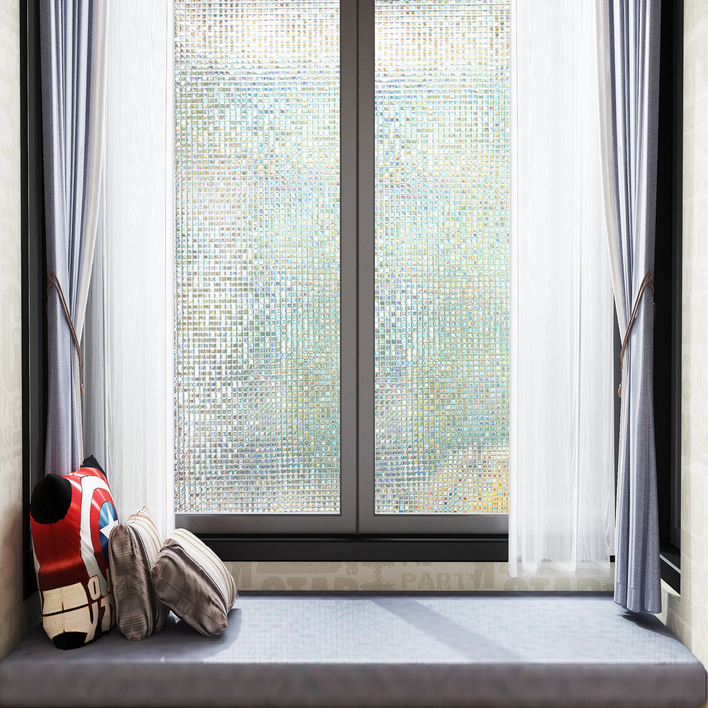 CottonColors Window Privacy Film 3D Rainbow Window Film Decorative