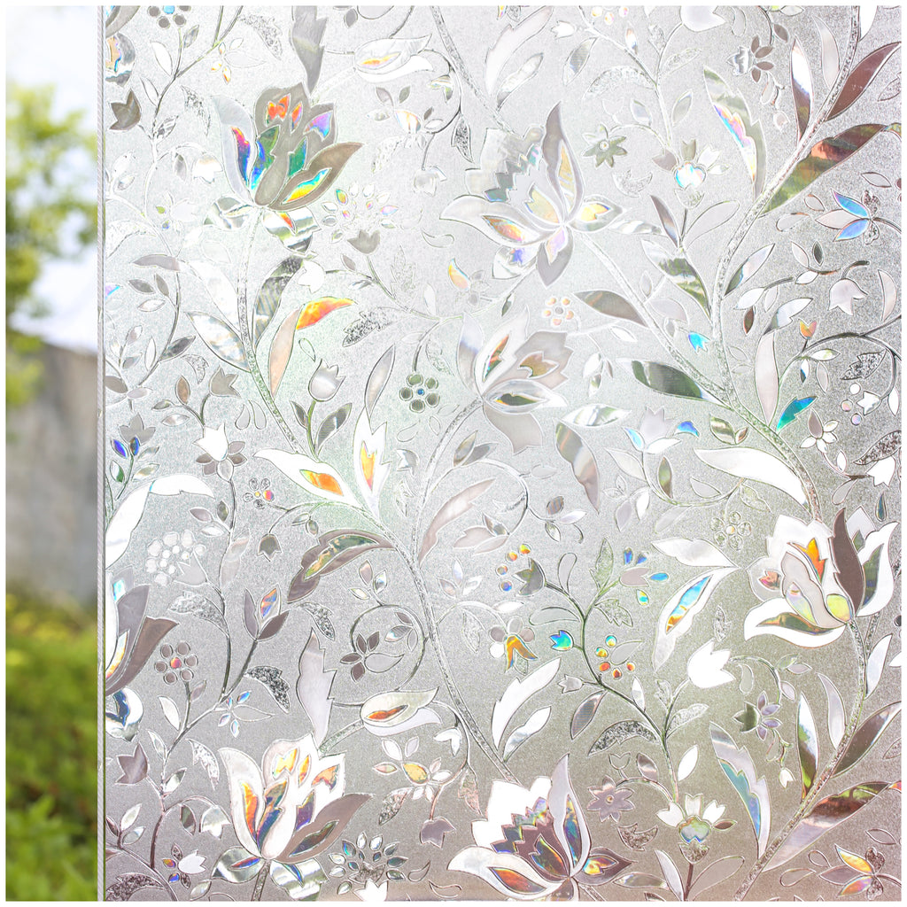 CottonColors Window Privacy Film 3D Rainbow Window Film Decorative Window Film Heat Blocking (BLKM008)
