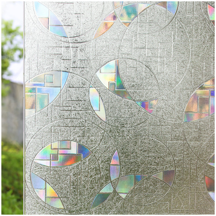 CottonColors Window Privacy Film 3D Rainbow Window Film Decorative Window Film Heat Blocking（BLKM017）