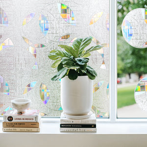 CottonColors Window Privacy Film 3D Rainbow Window Film Decorative Window Film Heat Blocking（BLKM017）