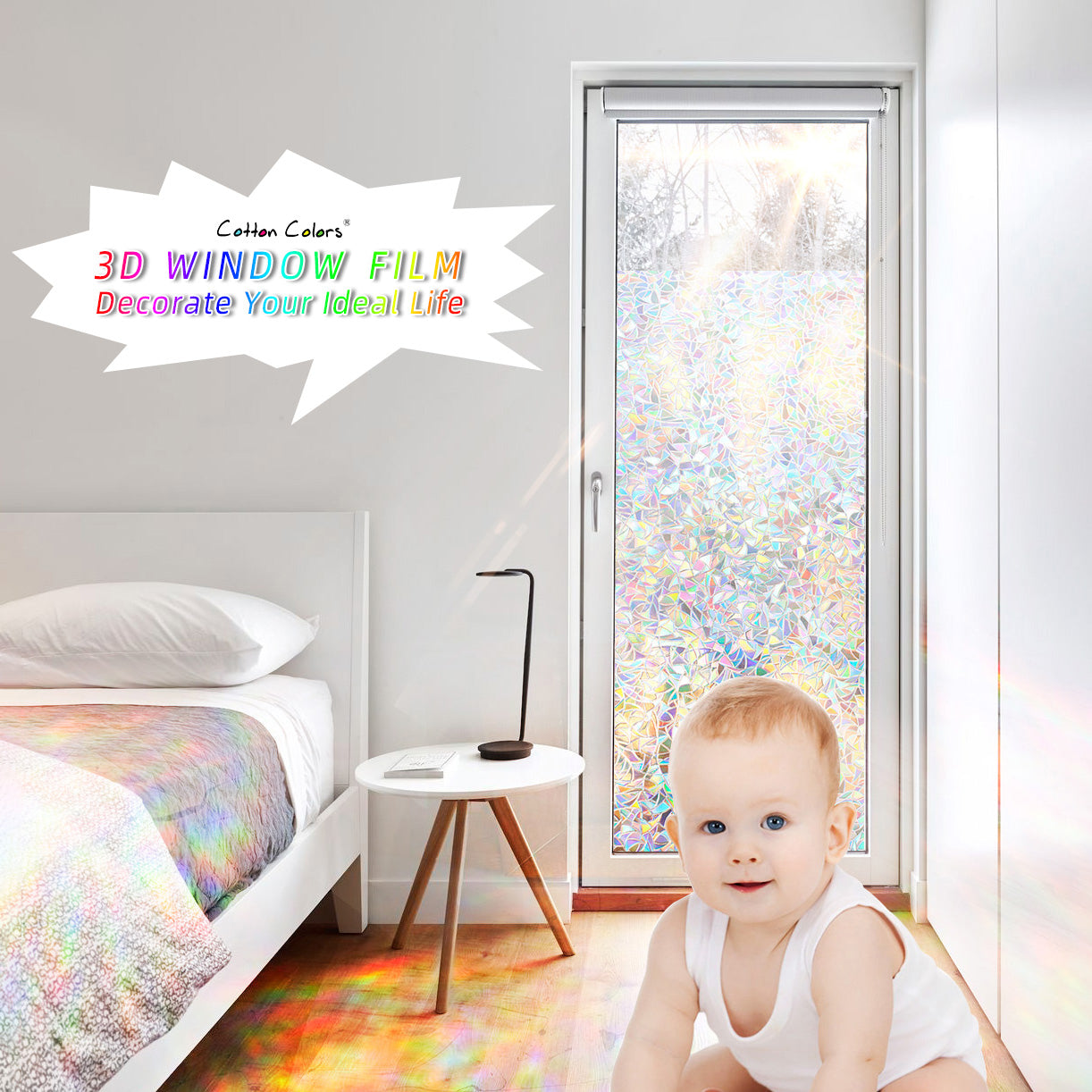 CottonColors Window Privacy Film 3D Rainbow Window Film Decorative Win ...