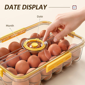 CottonColors Egg Holder for Fridge 24 Egg Container for Refrigerator Plastic Egg Organizer for Refrigerator Stackable Egg Storage With Lids for Timer