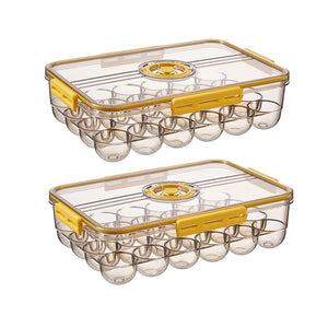 CottonColors Egg Holder for Fridge 24 Egg Container for Refrigerator Plastic Egg Organizer for Refrigerator Stackable Egg Storage With Lids for Timer
