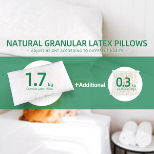 CottonColors Adjustable Shredded Premium Latex Pillow, 100% Talalay Extra Soft Latex Pillow Hotel Collection Grade for Sleeping - Queen Size