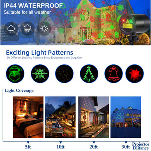 Led Decorative Projector Laser Lights 6 Patterns Snow Santa Plug in Night Lights for Halloween Holiday Party