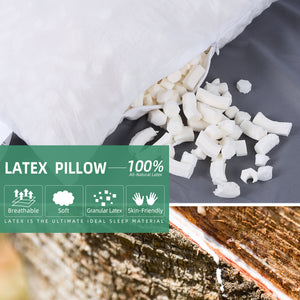 CottonColors Adjustable Shredded Premium Latex Pillow, 100% Talalay Extra Soft Latex Pillow Hotel Collection Grade for Sleeping - Queen Size