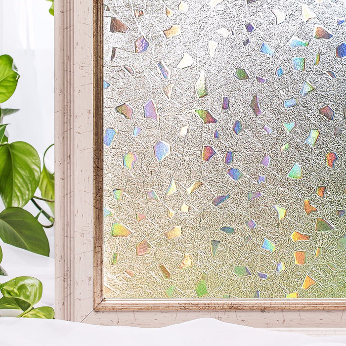 CottonColors Window Privacy Film 3D Rainbow Window Film Decorative Window Film Heat Blocking（BLKM002）