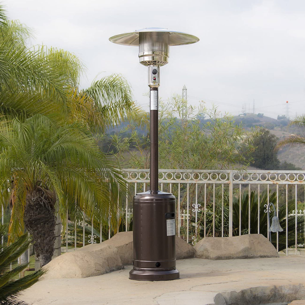 Patio Heater 48,000BTU Premium Outdoor with Wheel LP Propane H, Hammered Bronze