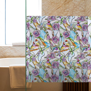 Window Film Bird Flower Style Privacy Decoration Self Adhesive for UV Blocking Heat Control Glass Stickers